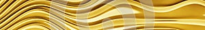 Gold texture of a fabric satin. Gorizontal panoramic view for kithen panel skinali. 3d render