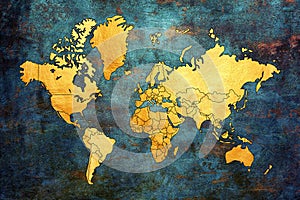 Gold texture world map design