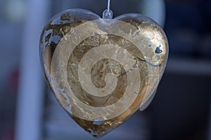 Gold textured Christmas heart decoration