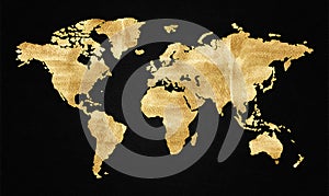 Gold Textured World Map photo