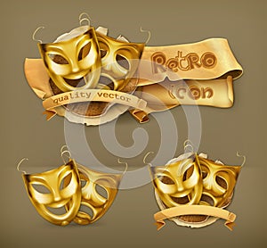 Gold theater masks icons