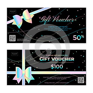 Gold theme gift voucher, certificate, coupon for festive season