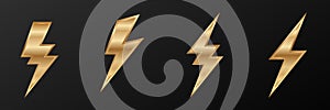 Gold thunder bolt Energy Thunder and Bolt Vector Logo Concept