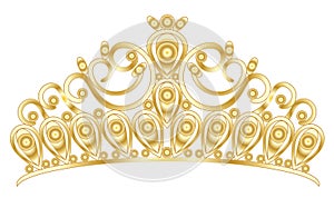 Gold tiara crown women`s wedding with stones