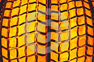 Gold tire tread close-up.The concept of expensive car maintenance