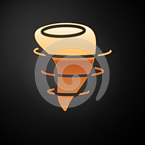 Gold Tornado icon isolated on black background. Vector Illustration