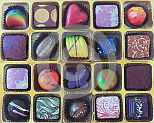 A Gold Tray of Hand Crafted Chocolates