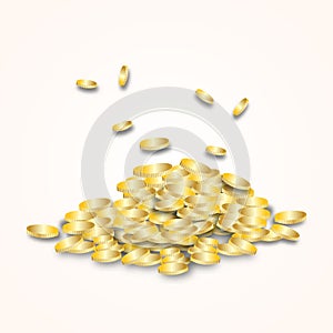 Gold treasure on white background Isolate