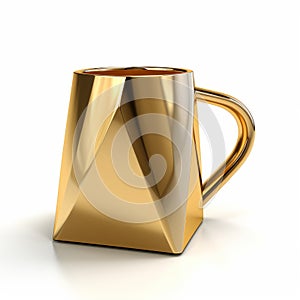 Gold Triangle Drinking Mug With Plastic Handle - Unique Cubo-futurism Design