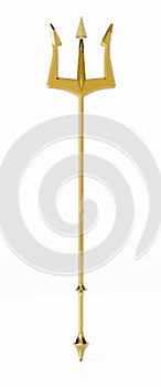 Gold trident isolated on white background. 3D illustration