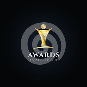 Gold Trophy Awards Logo Design Symbol Icon