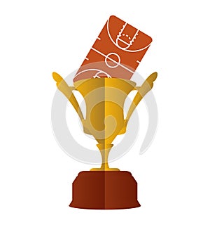 Gold trophy and basketball design