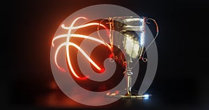 GOLD Trophy cup for basketball 3d illustration rendered