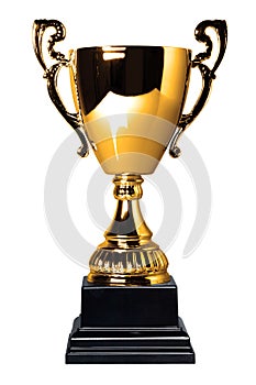 Gold trophy cup isolated