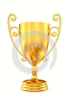 Gold trophy cup on white background. Isolated 3d illustration