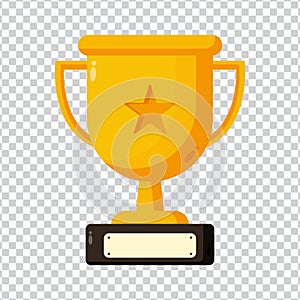 Gold trophy icon on transparent background