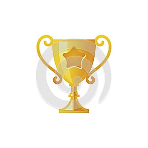 Gold trophy icon. Vector trophy with golden gradient color.