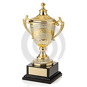 Gold trophy isolated on white background