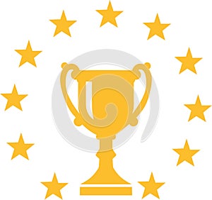 Gold trophy with stars around it