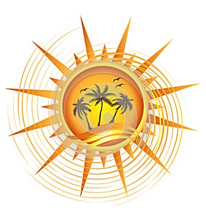 Gold tropical sun logo