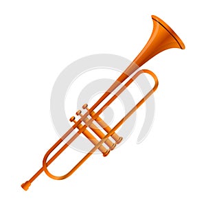 Gold trumpet icon, cartoon style