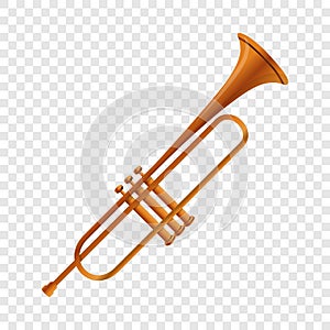 Gold trumpet icon, cartoon style