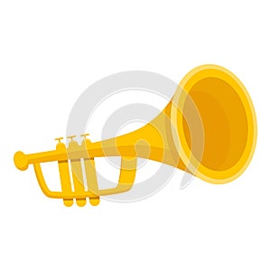 Gold trumpet icon, cartoon style