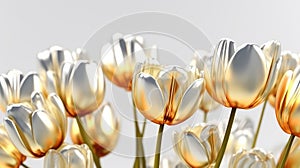 Gold Tulip Flowers Glitter Super Detail. Generative AI