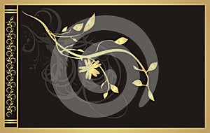 Gold twig. Floral ornament for decor of card