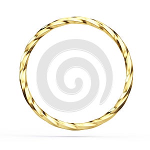 Gold twisted ring isolated on white background