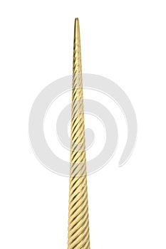 Gold unicorn Horn isolated on white background. 3D illustration