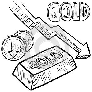 Gold value decreasing sketch