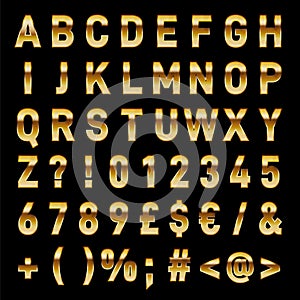 Gold Vector Alphabet bold typeface instant Download