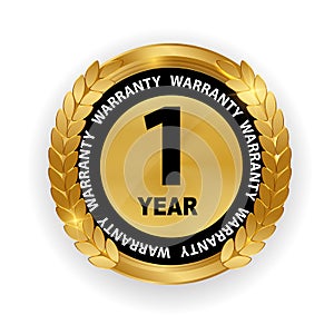 Gold vector guarantee sign, 1 year warranty label