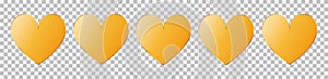 Green vector hearts for customer produkt rating on transparent backgroundgold vector hearts for customer produkt rating on white b