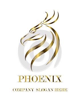 Gold vector logo of phoenix head eps 10