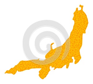 Gold Vector Map of Honshu Island