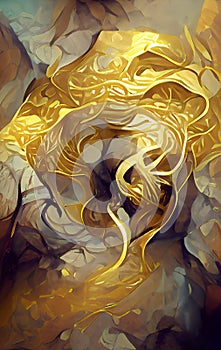 Gold vein - abstract digital art