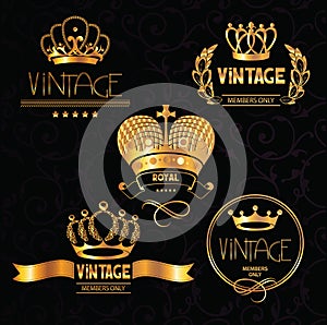 Gold vintage crowns with floral design elements