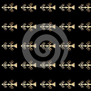 Gold vintage door hinges black background