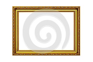 Gold vintage frame isolated on white background