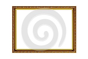 Gold vintage frame isolated on white background