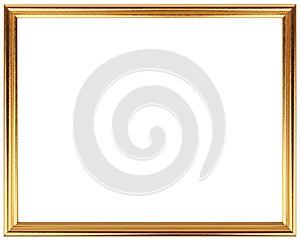 Gold vintage frame isolated on white. Gold frame simple design.