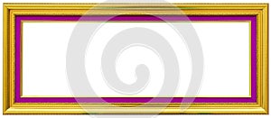 Gold vintage frame isolated on white.