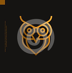 Gold vintage modern owl line logo icon