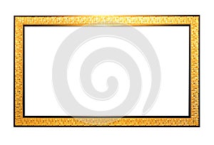 Gold Vintage picture frame on white background