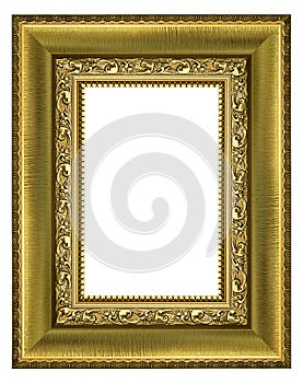 Gold vintage picture and photo frame isolated on white background