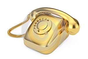 Gold Vintage Styled Rotary Phone. 3d Rendering