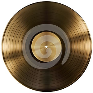 Gold or vinyl record disc isolated with clipping path