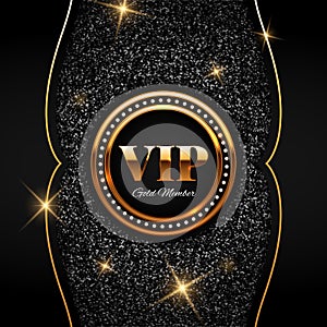 Gold VIP illustration on shiny glitter background